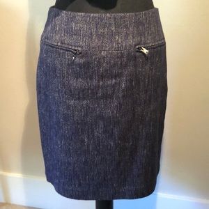Ann Taylor Navy/White Tweed Pencil Skirt Size 6